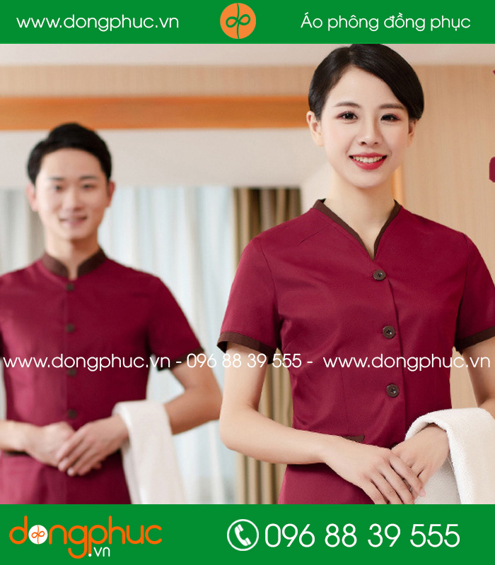 Đồng phục vệ sinh đỏ đô
